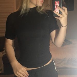high neck american apparel black shirt